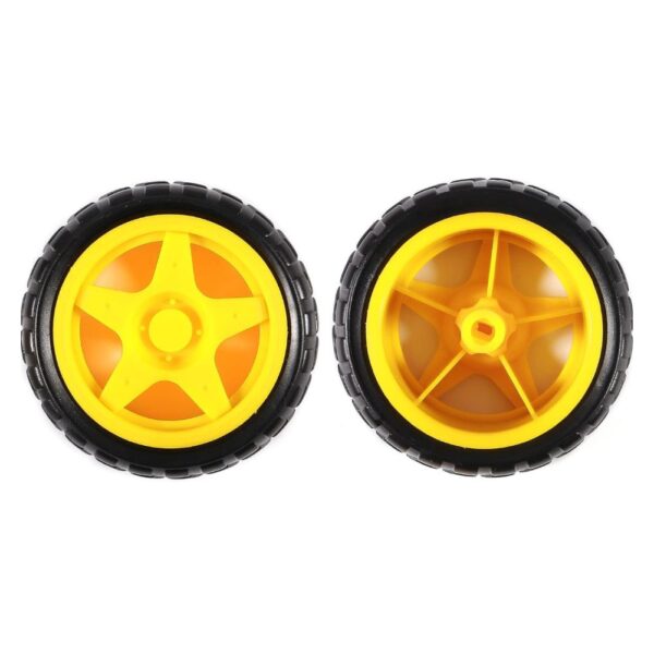 65mm Robot Wheel Tire for BO Motor Black and Yellow B01