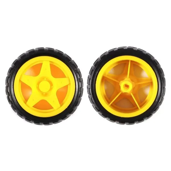 65mm Robot Wheel-Tire for BO Motor (Black and Yellow) good quality - Image 2