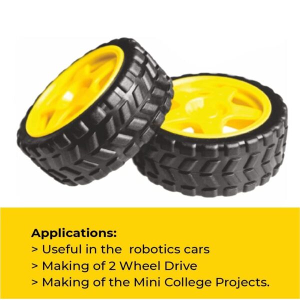 65mm Robot Wheel Tire for BO Motor Black and Yellow D01