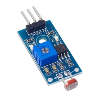 Scienticy LM393 LDR light sensor module with adjustable potentiometer for Arduino and DIY projects.