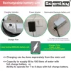 Scienticy Smart 14L Touchless Pani Puri Machine rechargeable battery unit with charger port, power adapter, and charging indicator LED light.